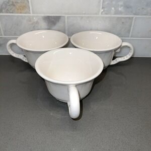 3 American Atelier At Home Baroque 5286 Ironstone Embossed Cups Only